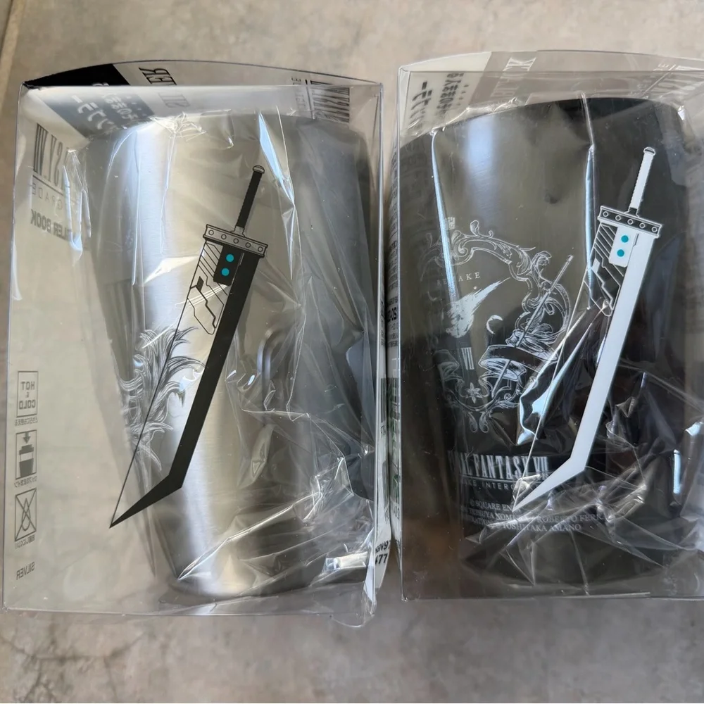 [Set of 2] FINAL FANTASY Ⅶ REMAKE INTERGRADE CUP COFFEE TUMBLER Silver Black JP - Picture 2 of 7